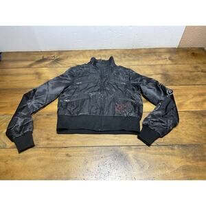 ED HARDY By Christian Audigier Satin Rhinestones Cropped Jacket Sz XS